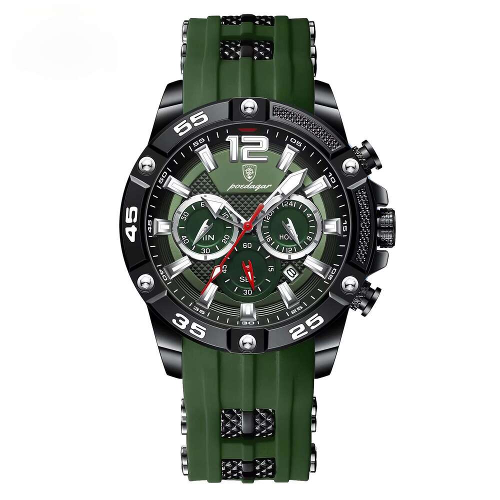 DHgargets Men's Sports Silicone Watch - 50M Waterproof Chronograph Quartz Wristwatch with Date & Tachymeter (Model 912)