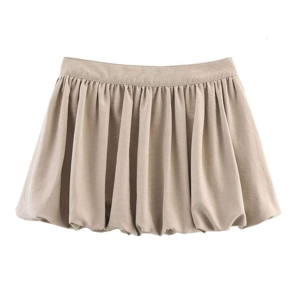 TRAFZA Spring New Women's Fashion Simple Versatile Lantern Mini Skirt B5