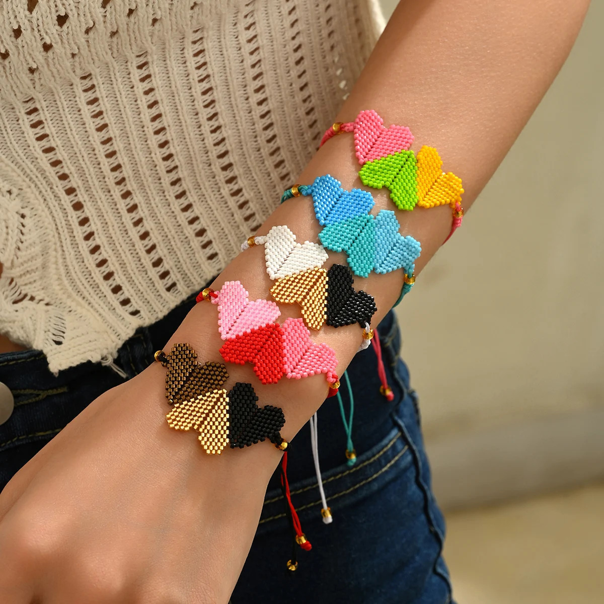 1pc In Love Heart Charm Miyuki Bracelet Boho Fashion Beaded Jewelry Suitable for daily wear For Chic Women Friendsh 250712