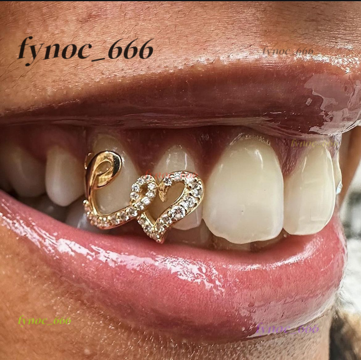 Halloween Hip Hop Braces Copper Real Gold Plated Personality Funny Punk Morganite Full Inlaid Big Gold Teeth Jewelry