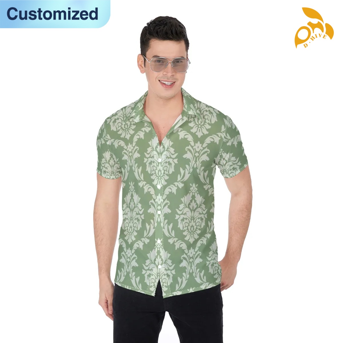 free shipping designer of customized super fashionable full-body printed men's shirt with exquisite patterns from US