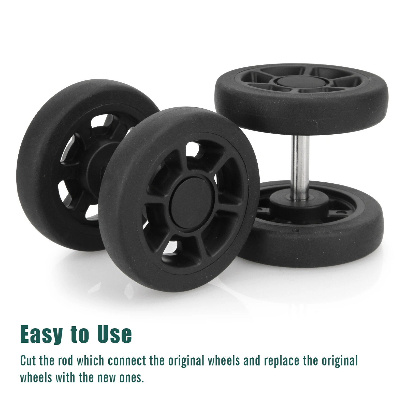 8Pcs Black Replace Wheels with Screw For Travel Luggage Suitcase Wheels 55mm Axles Repair Kit Silent Caster Wheel DIY Repair 250708