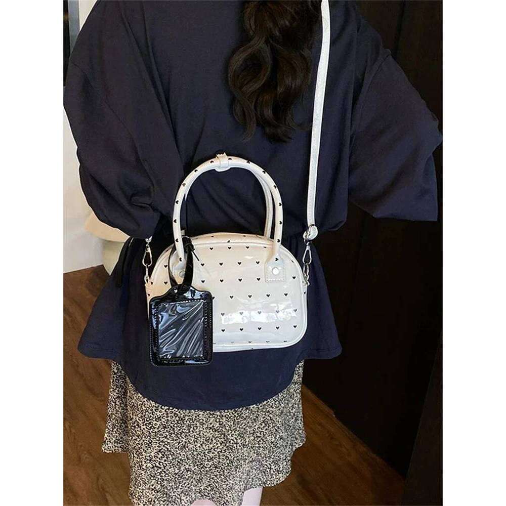Korean Sle Polka Dot Heart Aped Handbag Single Oulder Crossbody For Commuting Versatile Boston Bag Soft Handle