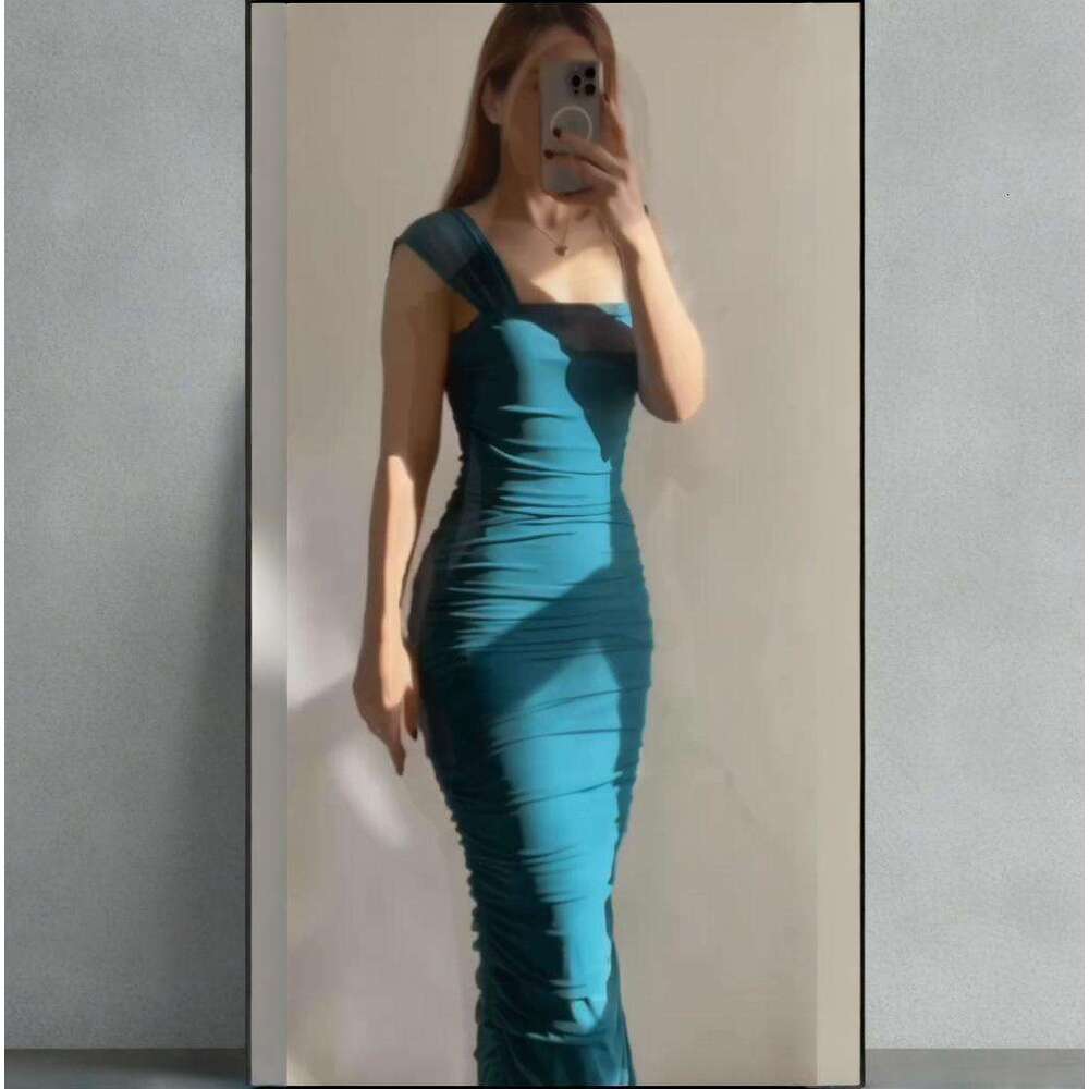 Summer New Women's Slim Waist Sexy Ruched Bodycon Dress B5