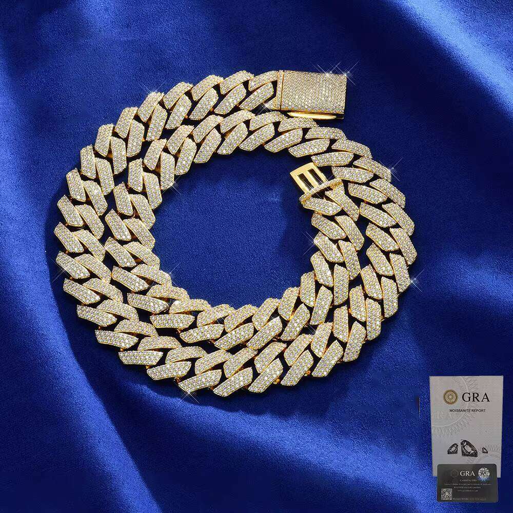 Wholesale Men's Sier Cuban Link Chain Necklace VVS Dia Hip Hop Style 6MM-14MM Moissanite Sizes Vary