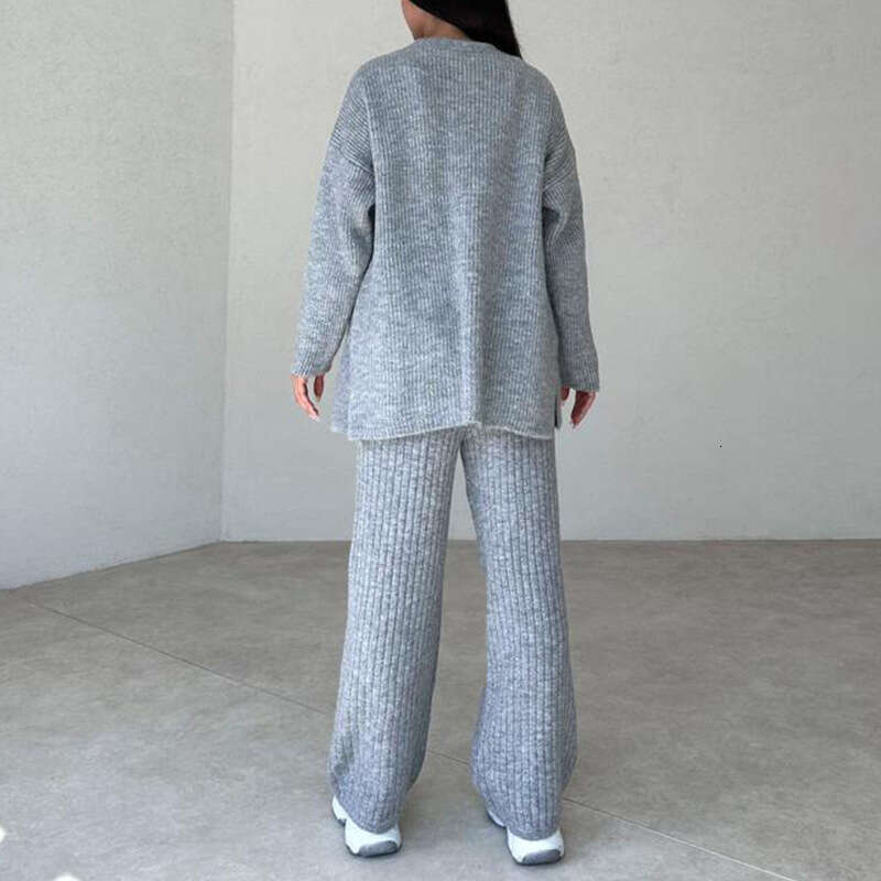 Spring Women's Clothing Sweater Button Cardigan Jacket Vest Long Pants Three-Piece Set B5