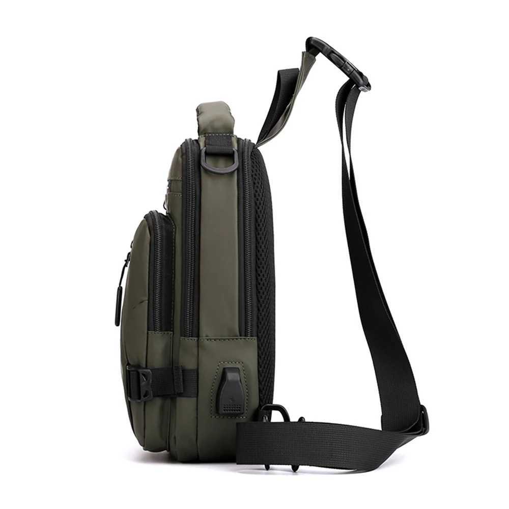 Men Nylon Crossbody Bag with USB Charging Port Multifunction Outdoor Travel Waterproof Daypack Male Casual Messenger Bags