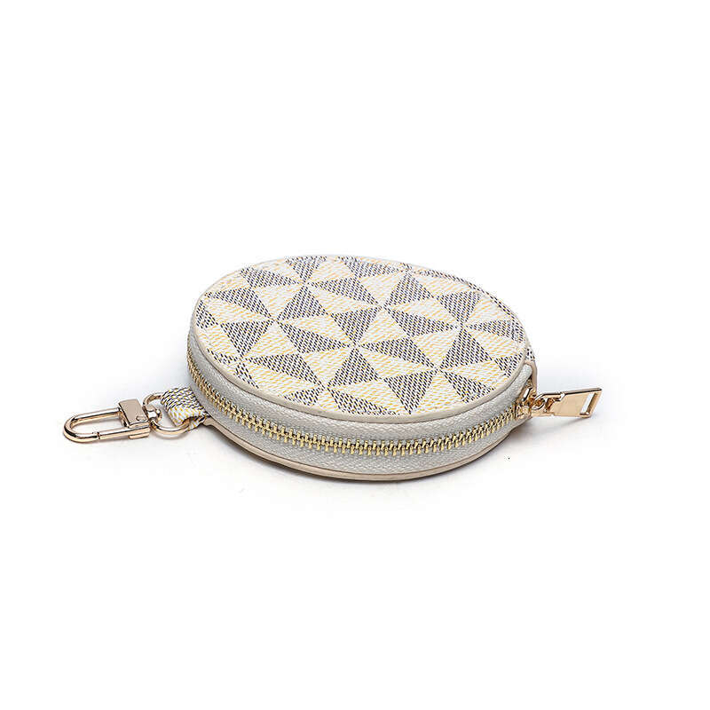 Pattern Keychain Purse High-end Mini Round Coin Pendant Small Bag