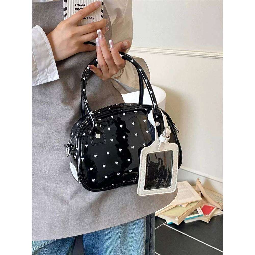 Korean Sle Polka Dot Heart Aped Handbag Single Oulder Crossbody For Commuting Versatile Boston Bag Soft Handle