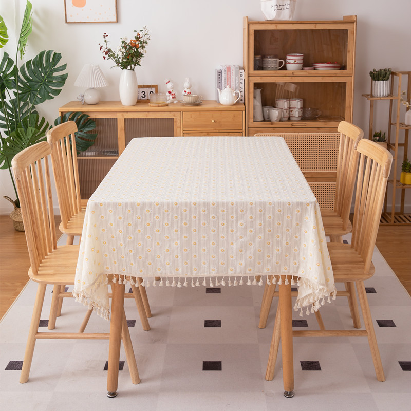 Floral Linen Cotton Tablecloth With Tassel retro nappe de table Table Cover round Dining Table Cover Tea Table Cloth Tafelkleed