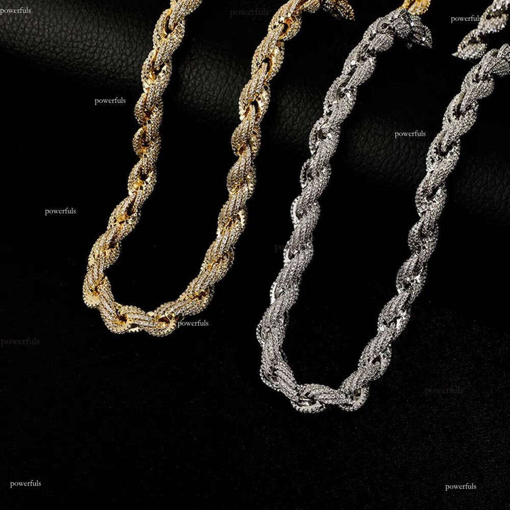 New Arrival Fashion Jewelry Popular White Gold Plated S Iced Out 8mm Vvs Moissanite Hip Hop Rope Chain Necklace for Men
