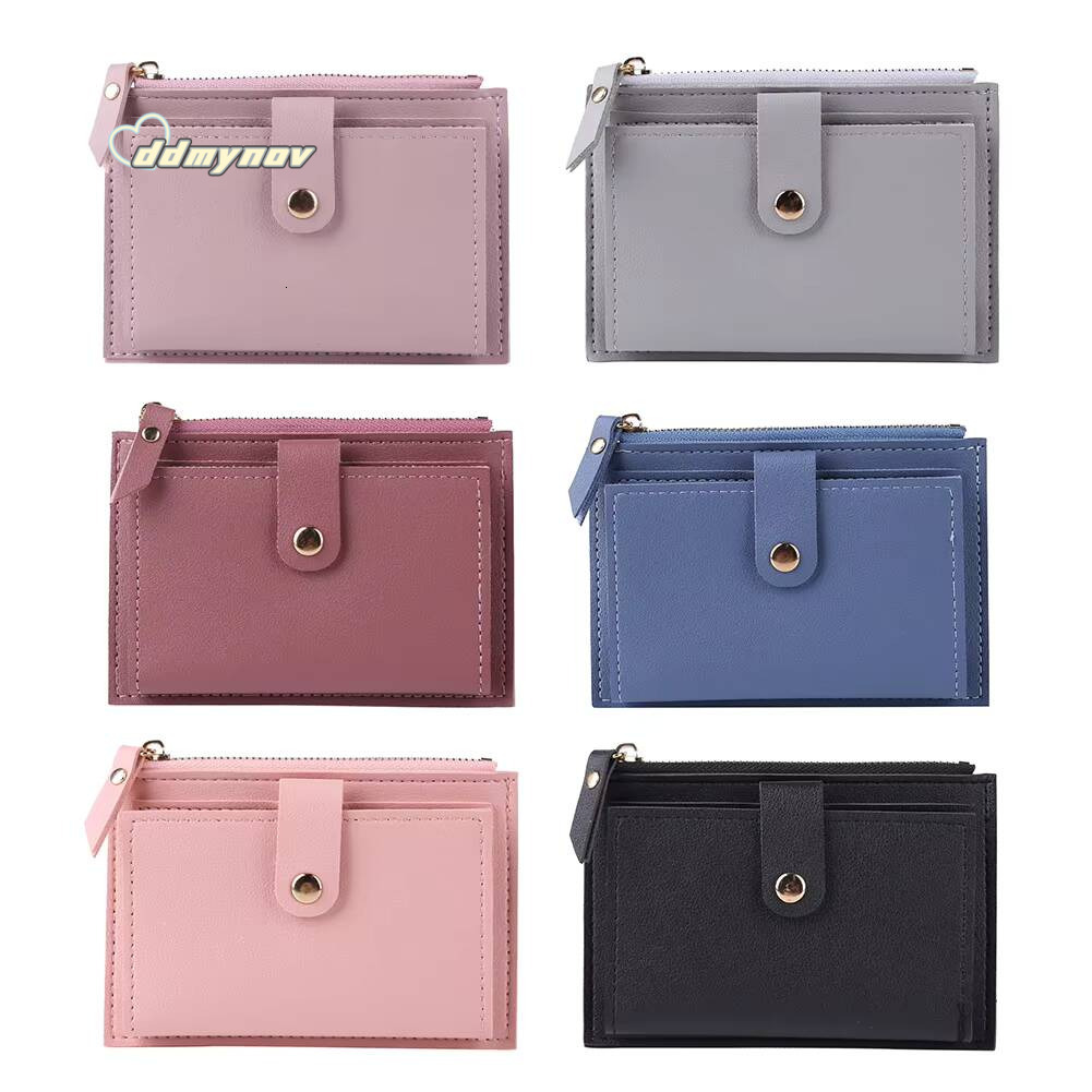 Women Fashion Fashion Multi-Slot Camber Card Holder PU Mini Solid Color Wardhet…