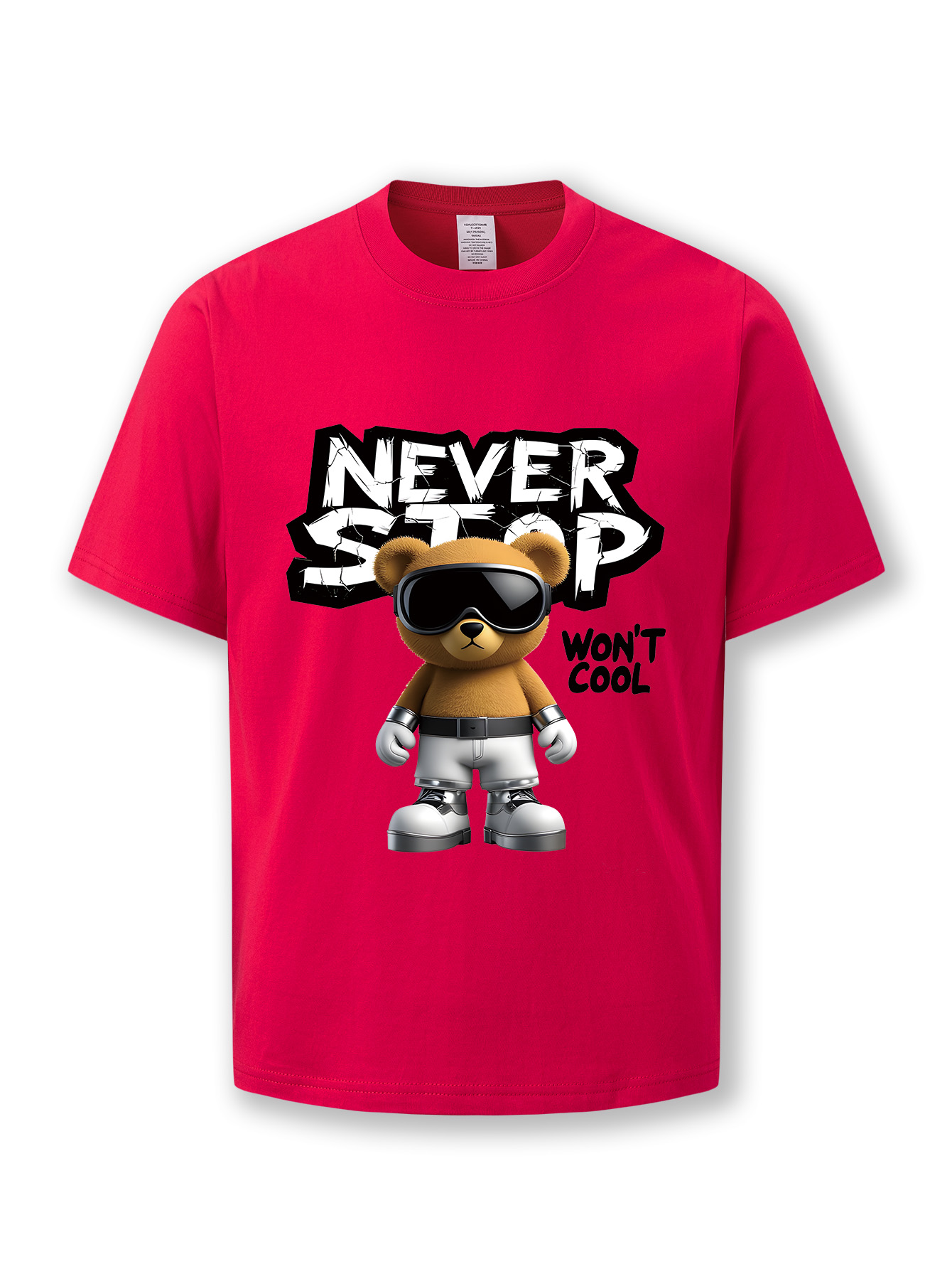 T-Shirts Summer casual short-sleeved cotton T-shirts for men and women, with round-neck tops featuring letter and cute bear pattern designs
