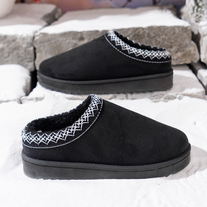 Free shipping designer fashion plus thick soled snow boots for women winter new cotton shoes with plush insulation black white