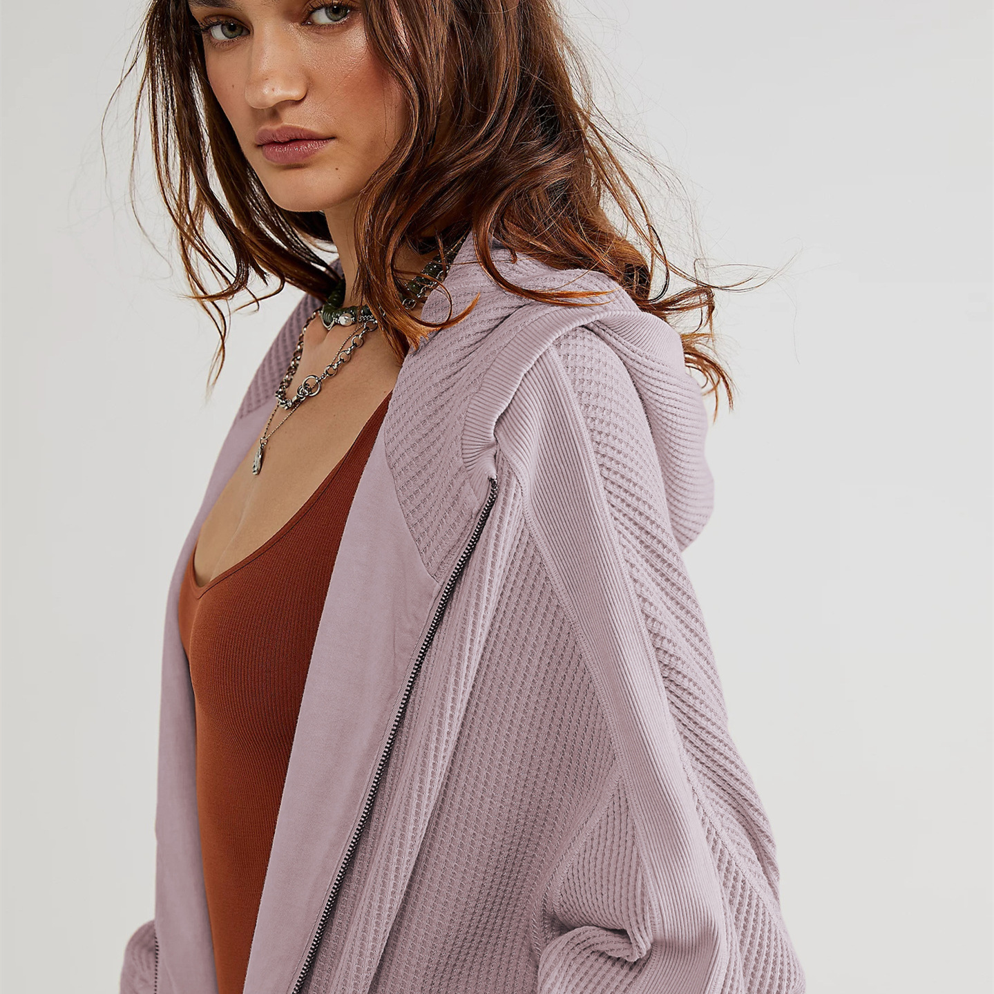 hot Free shipping designer for women Cardigan zipper versatile hoodie jacket women hoodie mid length jacket