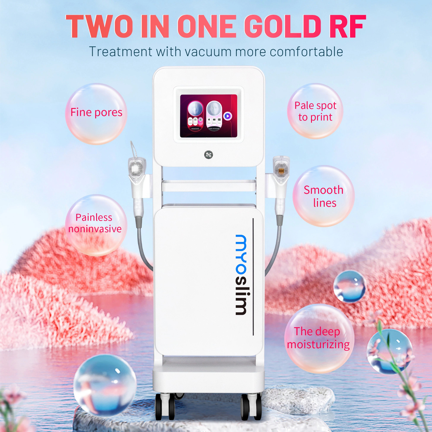 Gold RF 2 In 1 Beauty Machine Fractional Microneedling for Stretch Marks Wrinkles And Skin Tightening Portable Facial Tool