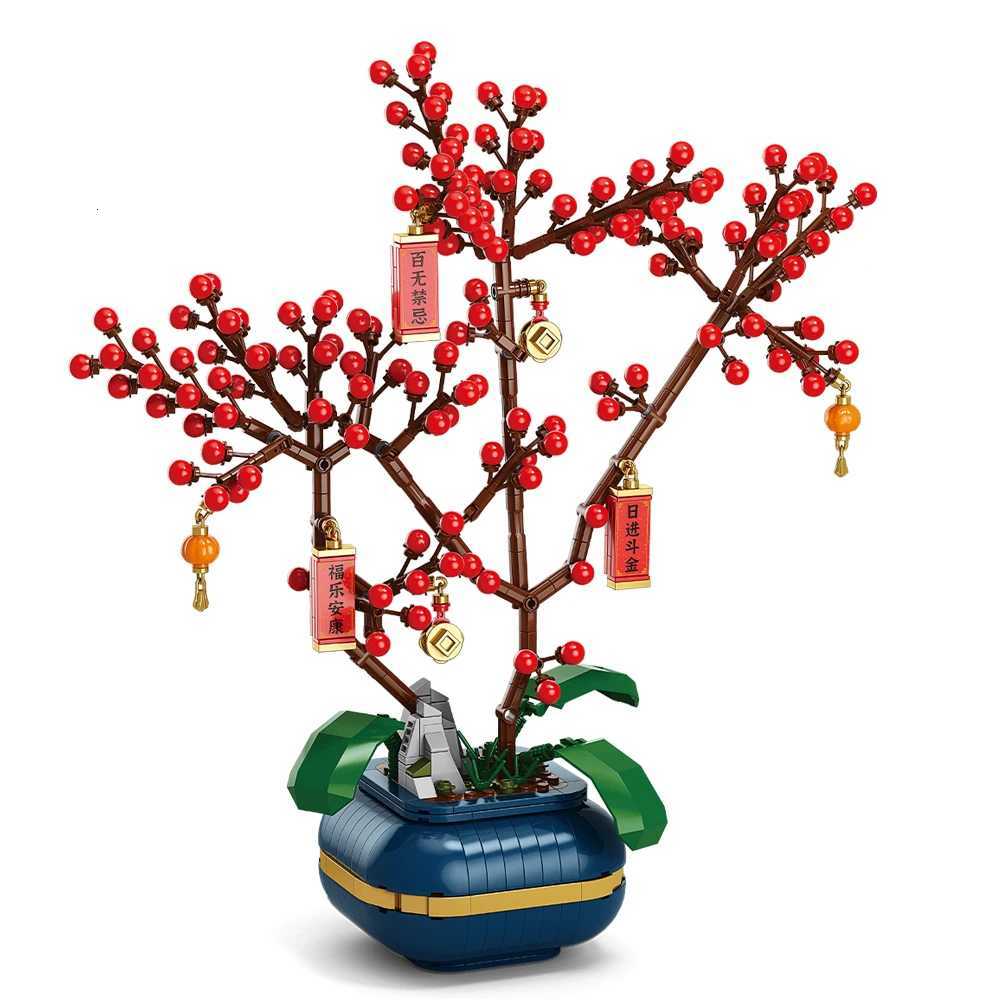 City Creativity Flower Bouquet Peach Blossom Narcissus Bonsai Potted Plant Building Blocks Model Home Decoration Toy For Kids W250715