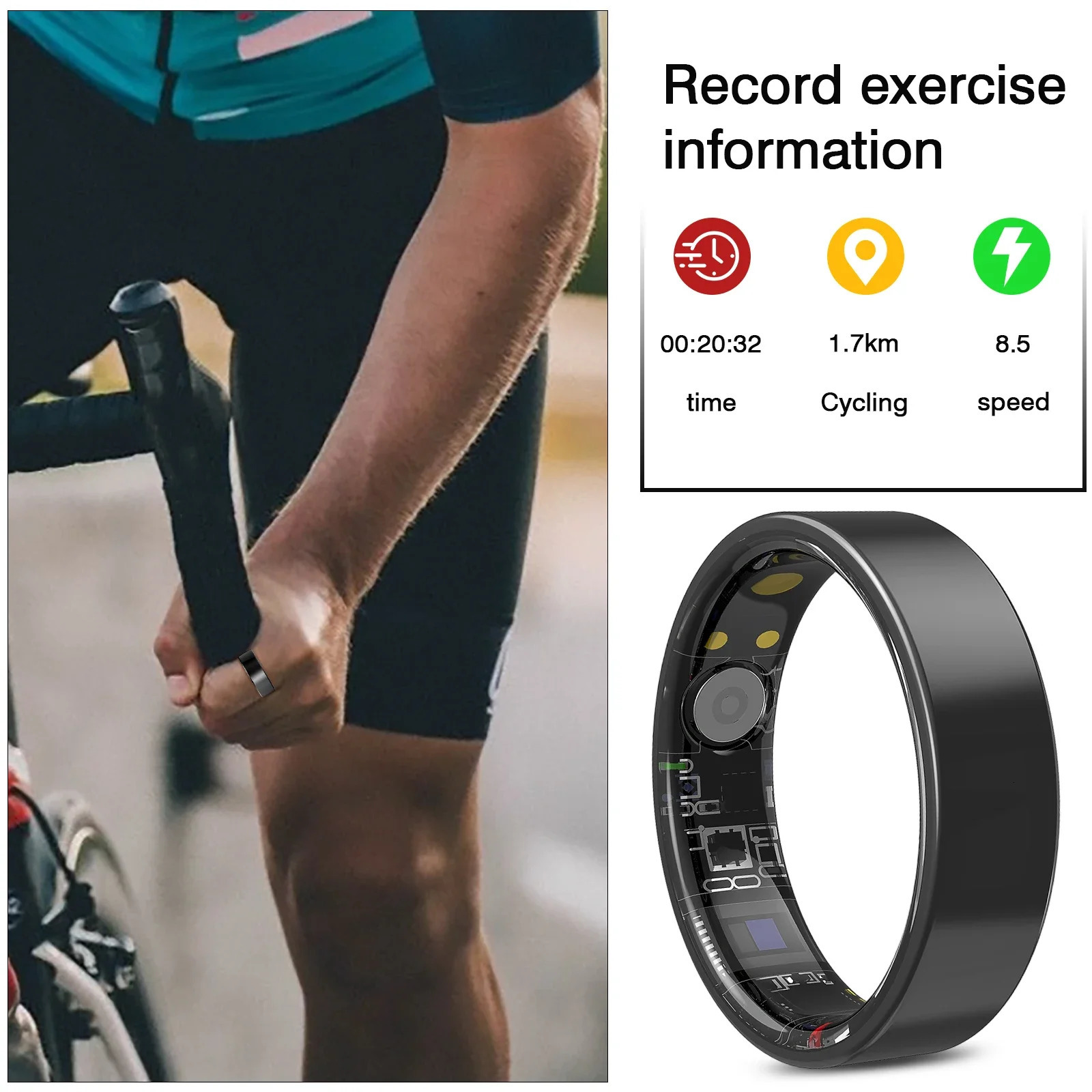 Smart ring touch screen stainless steel material multi-sport mode sleep tracking calories long battery life 250711
