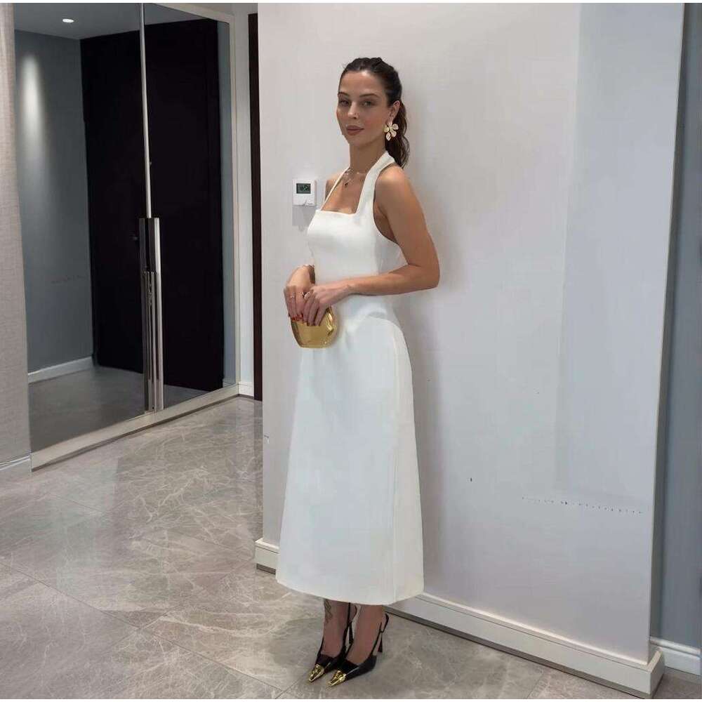 Summer New Style Open Collar Women's Simple Sleeveless Halter Sexy Slim Dress B5