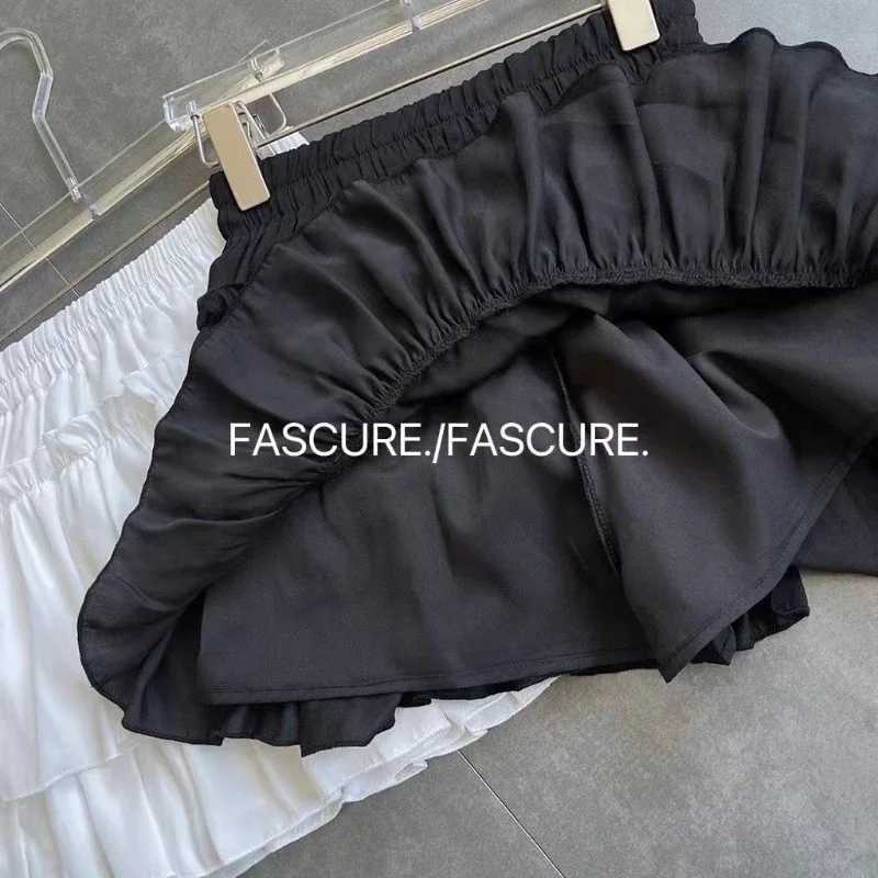 Summer Kawaii White Ball Gown Skirts Women Fashion Slim Fit Mini Skirts Girls Y2k All Match Elastic High Waist Black Skirts Goth R250728