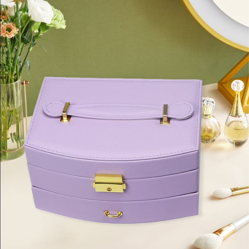 jewelry box Semi-circular double-layer small jewelry storage box