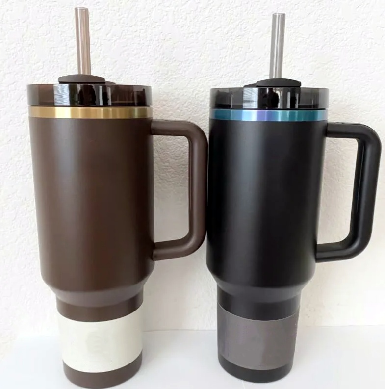 US Stock 40OZ Black Chroma Chocolate Gold H2.0 Cups Cosmo Pink Flamingo Stainless Steel TUMBLER Mugs Valentine's Day Gift Target Red Water Bottles 0715