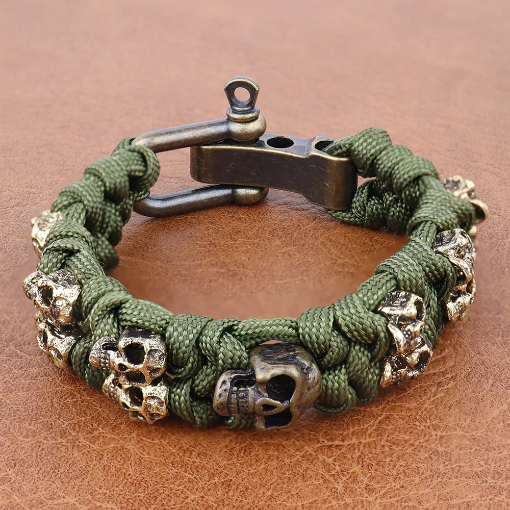 Vintage Skull Style Bracelet Jewelry Gift Outdoor Camping Paracord Survival Braided Rope Bangles Adjustable Clasp Pulsera Hombre 250712
