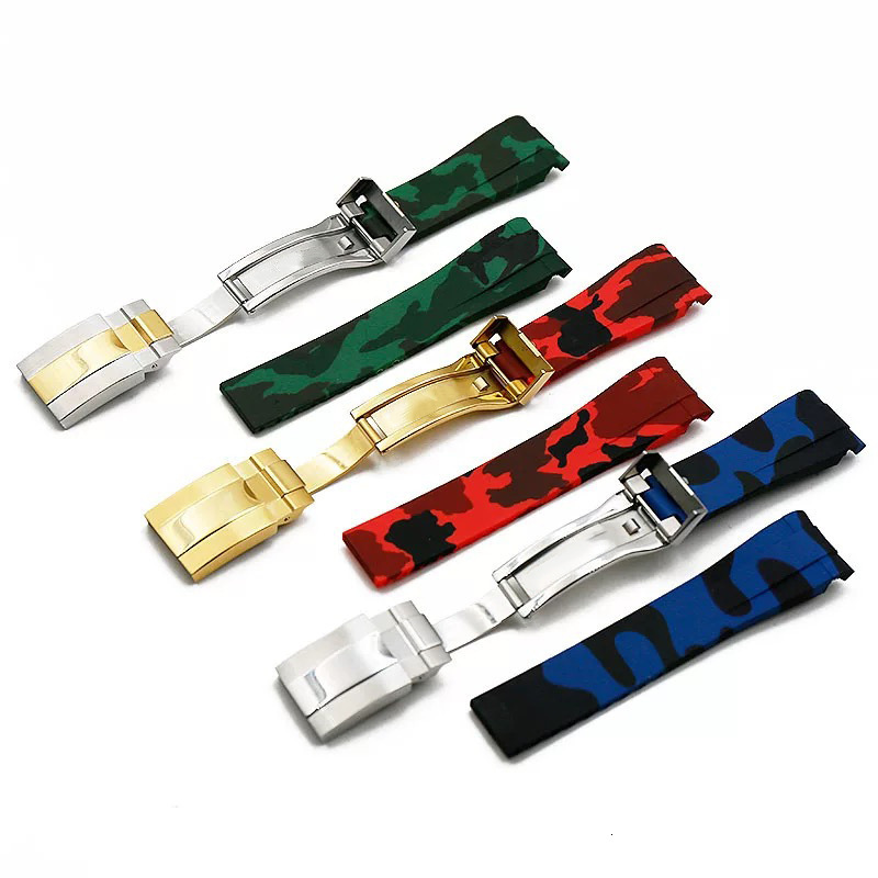 High quality Rubber watch strap 20mm 21mm waterproof silicone wristband camouflage watchband wristwatches band watch bracelet 220412