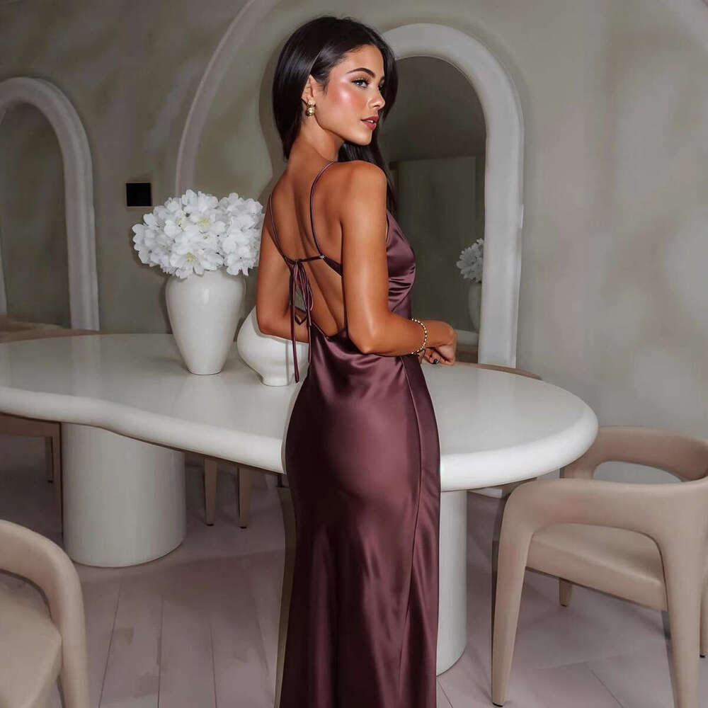 Summer New Women's V-Neck Sleeveless Elegant Waist-Cinching Fashion Dress B5