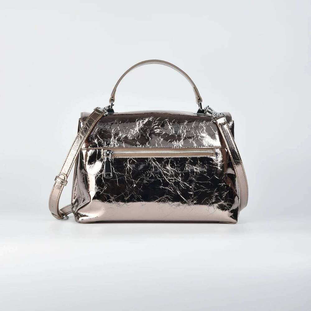 MENDY Genuine Leather Wrinkled Wax Shoulder Sier Large Tote Crossbody Handbag For Women Work Commute Hand Bag Ladies Lux