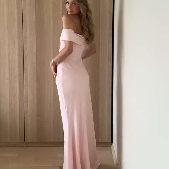Summer New Off-Shoulder Split Women's Elegant Evening Dress B5