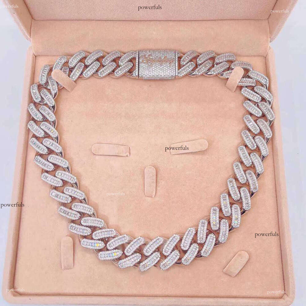 necklace moissanite chain Sterling Sier White Gold Miami Cuban Link Iced Out Lab Dia Moissanite Chain