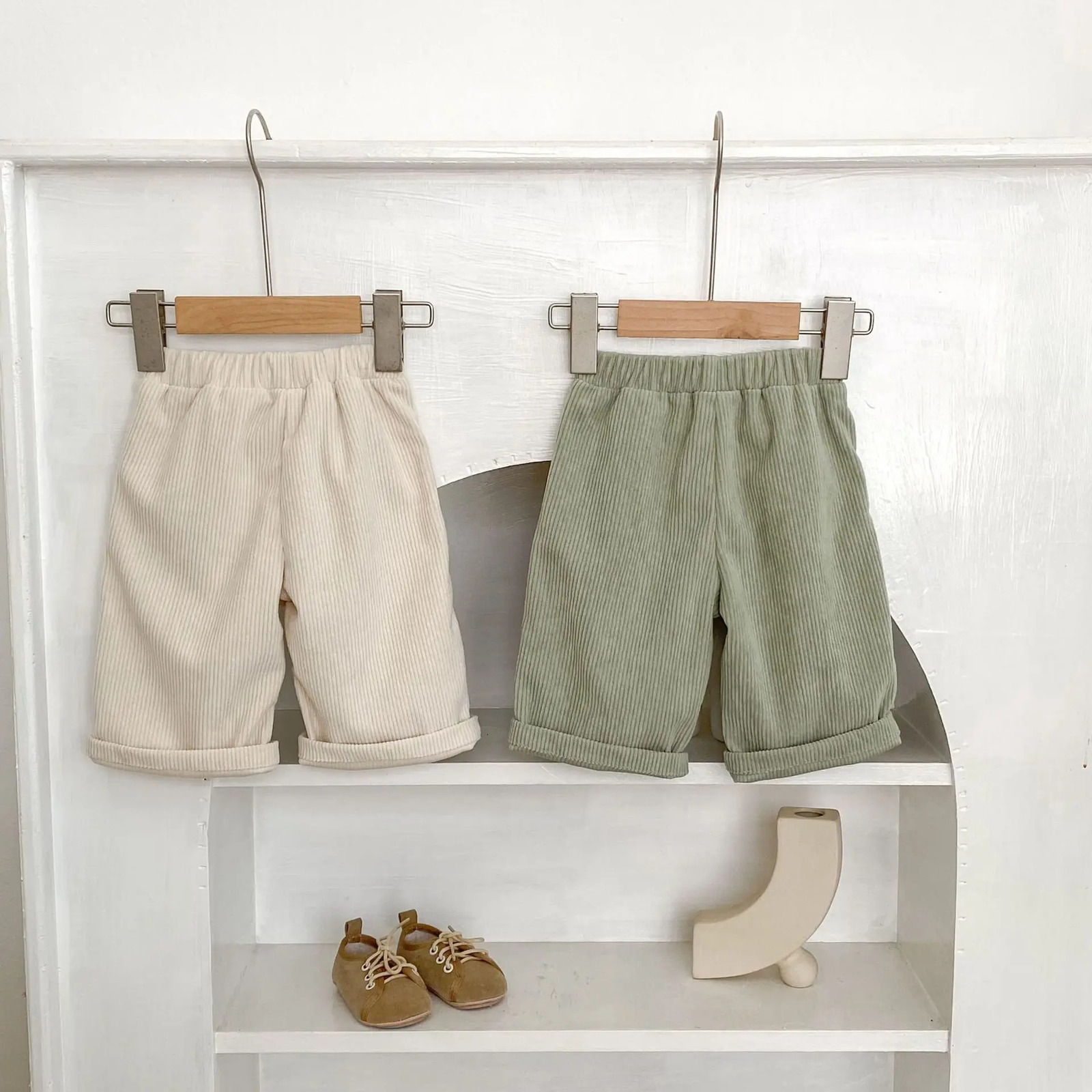autumn clothing for babies aged 0-3 corduroy pants for boys and girls fashionable loose straight leg pants 250715
