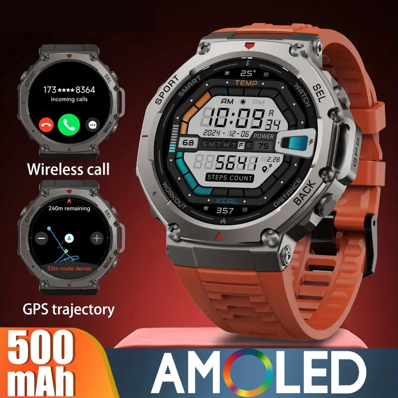 DM58 Men's 1.43inch AMOLED Screen BT Call Positioning System Compass Outdoor Tracker GPS Sports Smart Watch