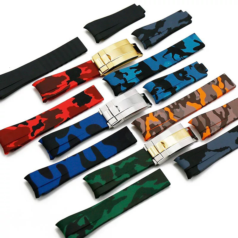 High quality Rubber watch strap 20mm 21mm waterproof silicone wristband camouflage watchband wristwatches band watch bracelet 220412