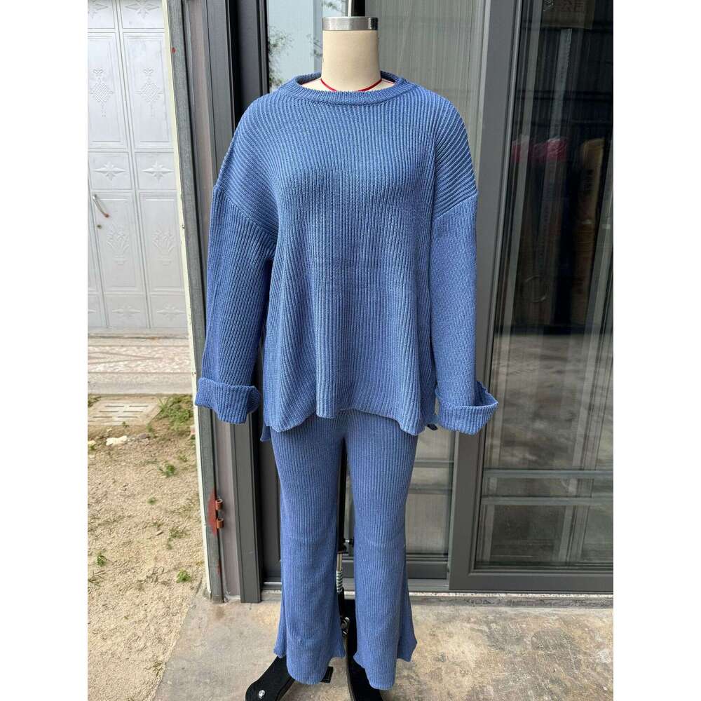 Autumn New Women's Sweater Knitted Fashion Casual Long Pants Set B5