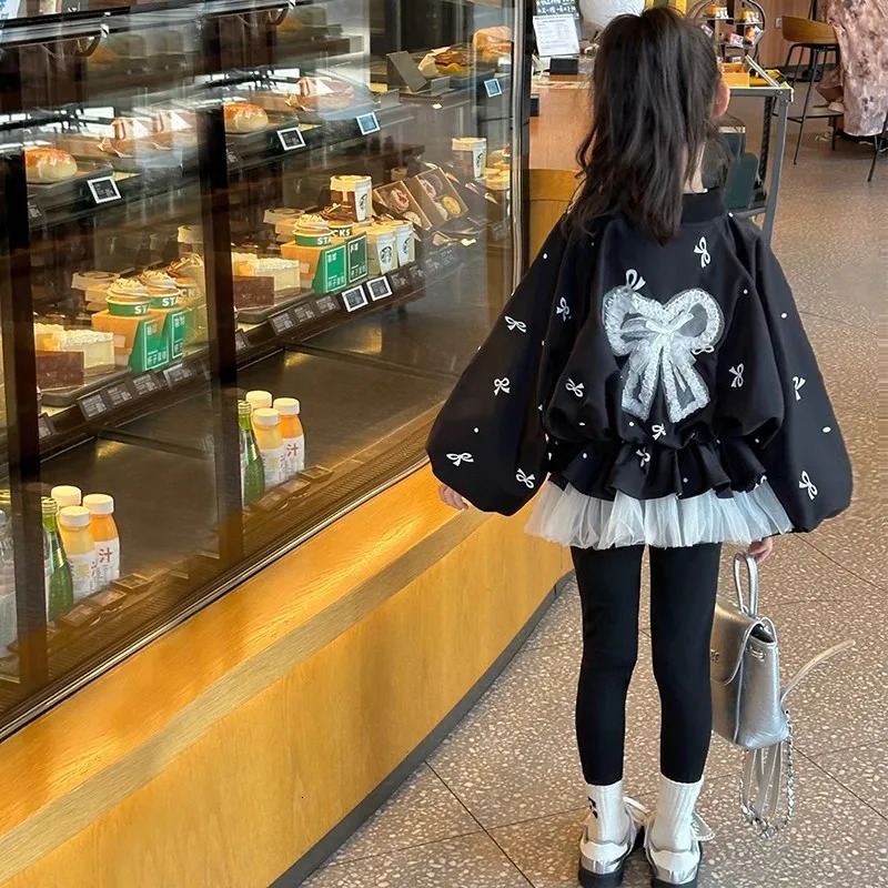 Girls Clothes Coat Childrens Bowknot Jacket Princess Tunic Spring Fashion Cardigan Kids Baby Autumn Casual Windbreaker 250715