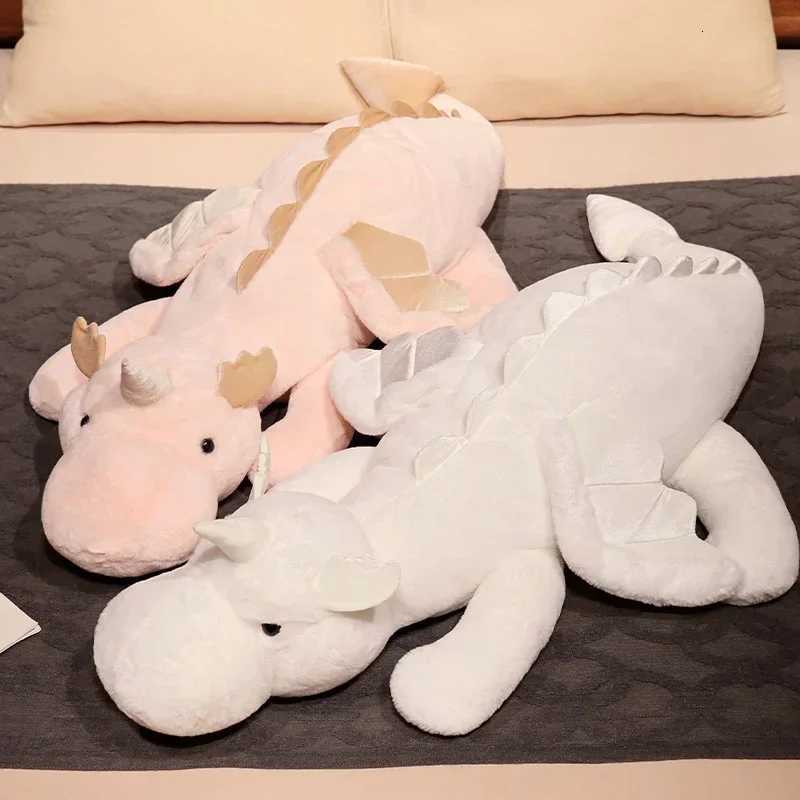 Giant Flying Dragon White Pink Snow Dragon Plush Dinosaur Plushie Toy Soft Stuffed Animal Doll Big Sleep Pillow Kid Gift XJ250715