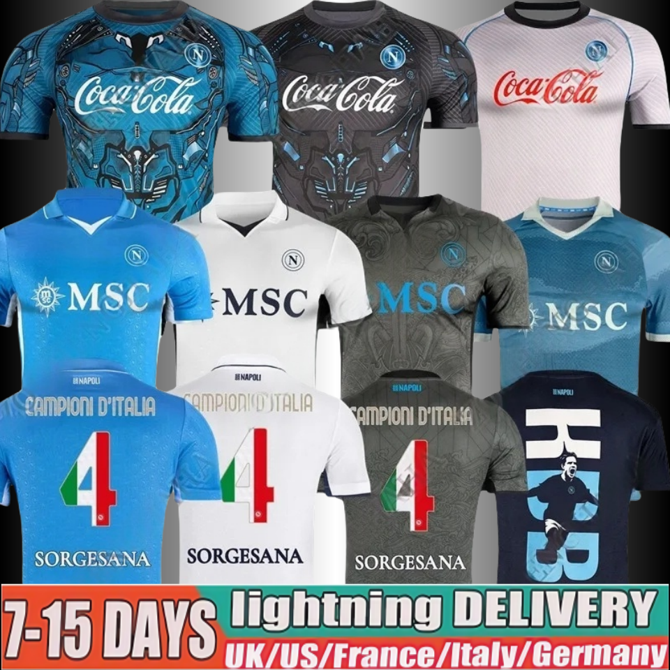25 26 Maglia SSC Napoli Cyborg Training Soccer Jerseys 2025 2026 Naples Home Away Fans Player Football Shirt Kit tops Men kids DE BRUYNE Buongiorno Neres McTominay