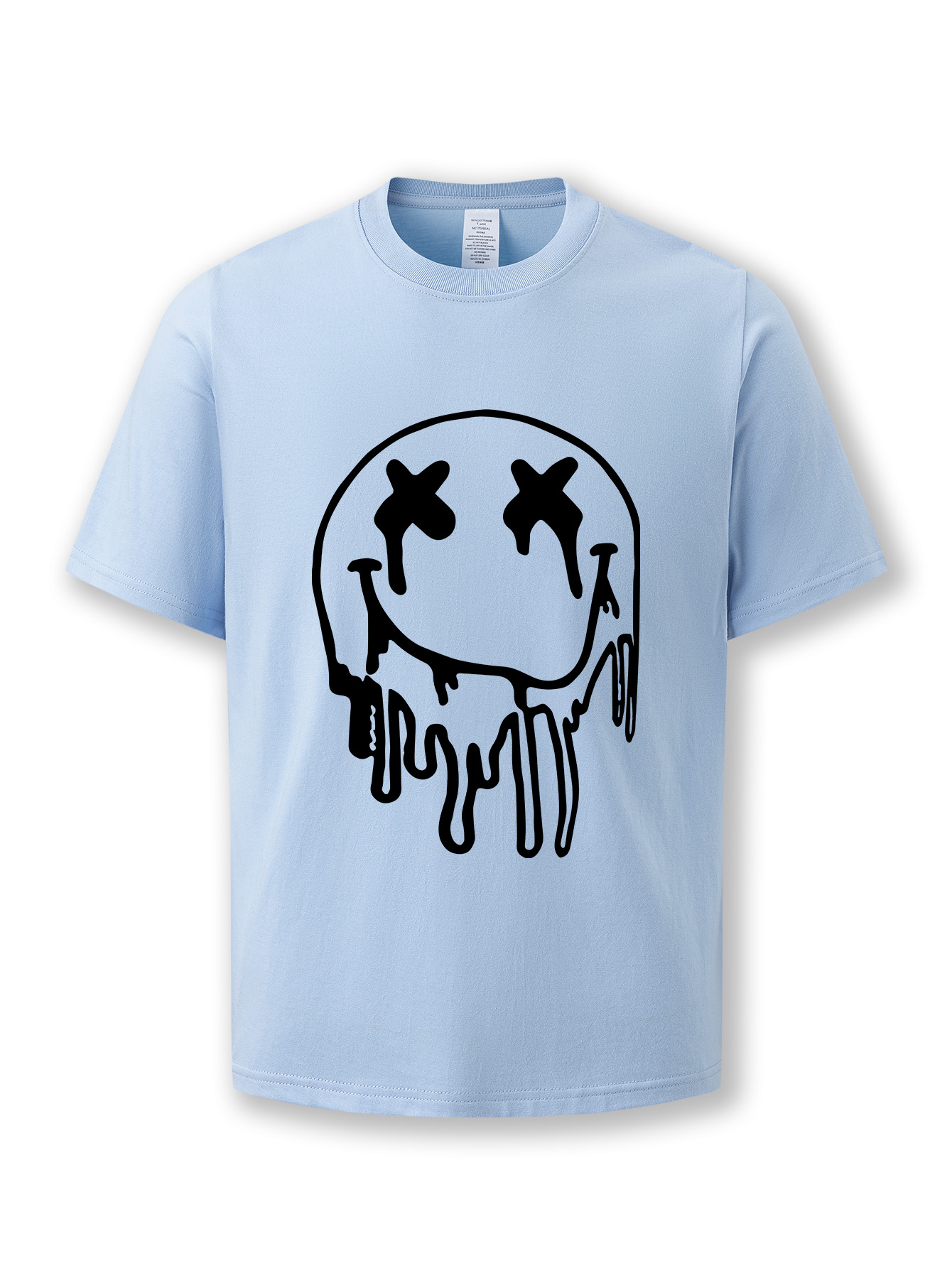 T-Shirts Summer casual short-sleeved cotton T-shirts for men and women, with round-neck tops featuring letter and smiley face patterns