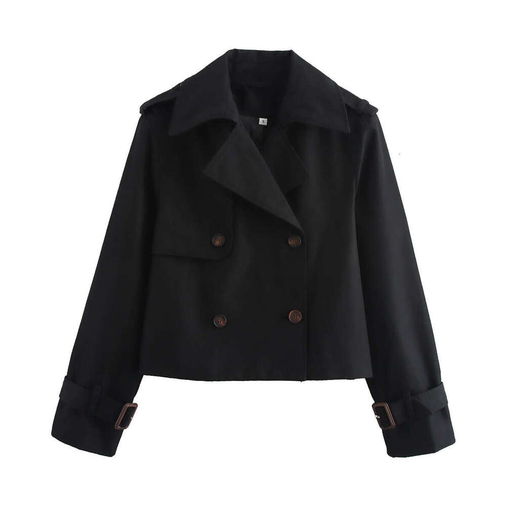 TRAFZA Spring And Autumn New Fashionable Short Double-Breasted Trench Coat For Women B5