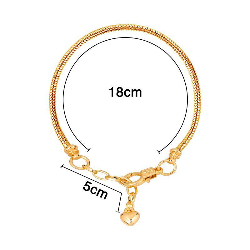 European Style Silver Plate Snake Chain Wristband - Extensible Lobster Closure Fit Beaded Accessories Bulk