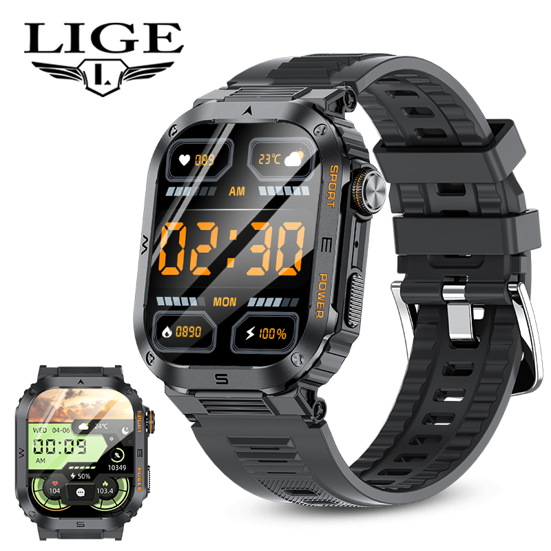 LIGE Women's Men's Smart Watch, 1.8-inch HD Smart Watch with 120 Sports Modes, Heart Rate/Sleep Monitoring, IP67 Waterproof, Bluetooth Call 