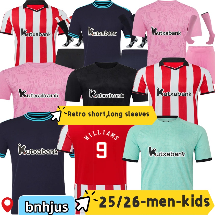 25 26 bilbao Football Shirts retro 84 95 01 03 08 11 12 Centenary Athletic Soccer Jerseys 24 2025 WILLIAMS O.SANCET YURI A. DJALO SIMON Men Uniforms Kids Kits Sets XXXL 4XL