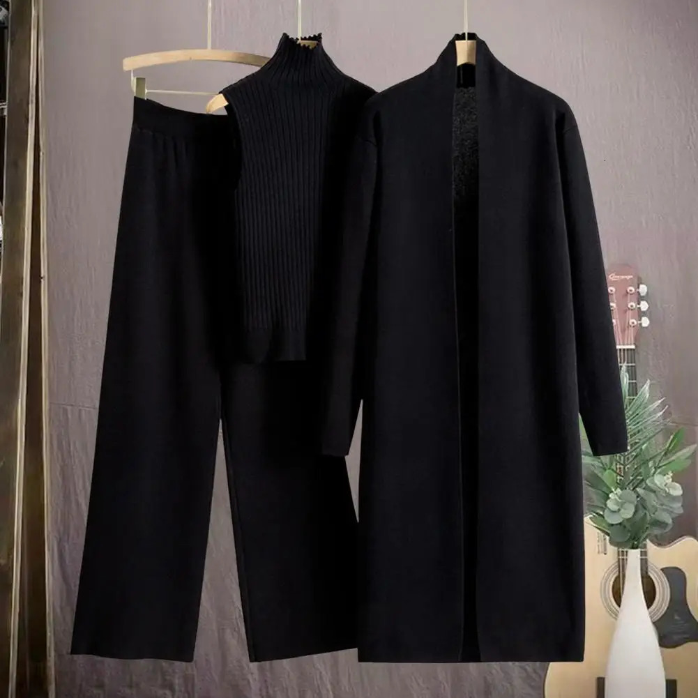 Spring Autumn 3 Piece Women Cardigan Tracksuits Knitted Pant Set Ladies Sweater Suit Vintage Fashion Ladies 3 Piece Set clothing 250714
