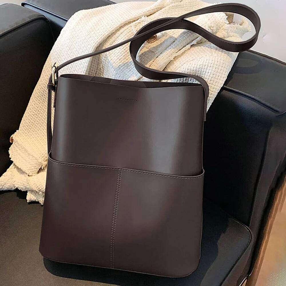 Women Leather Bucket Multi Pocket Shoulder Tote Versatile Satchel Hobo Messenger Outdoor Travel Bag