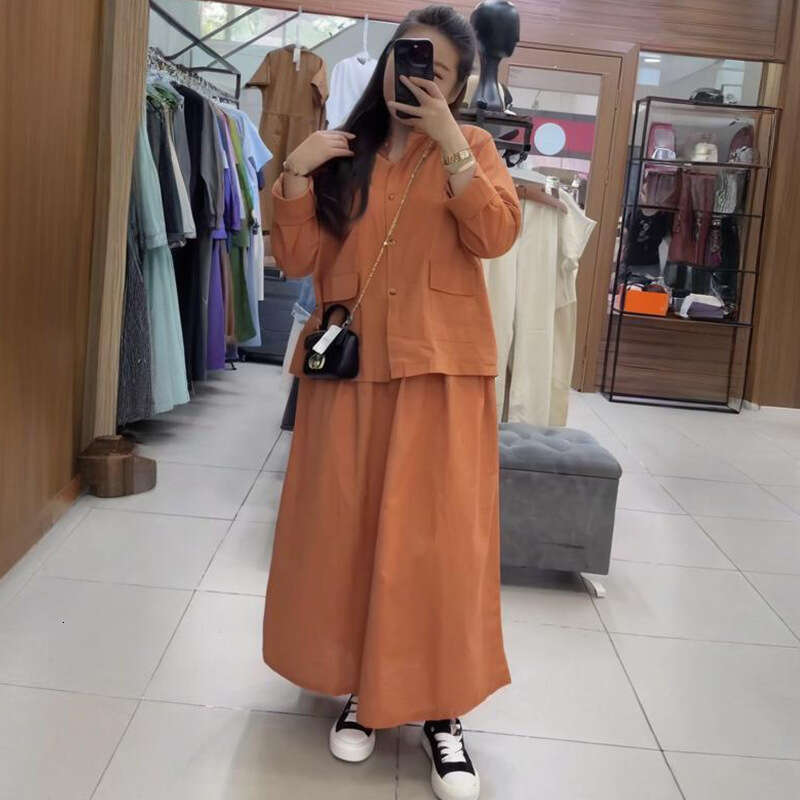 Spring New Women's Button Pocket Solid Color Half Skirt Elegant Fashion Set For Women B5