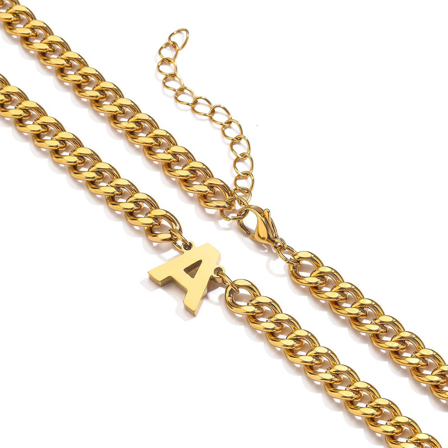 Luxury Jewelry Designer Jewelry Hip Hop Stainless Steel Chain 26 Letter Necklace 18K Gold Capital Letter Pendant Jewelry