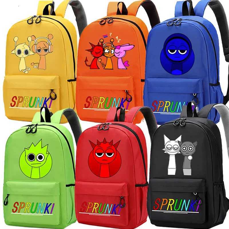 New Sprunki School Bag Cartoon Anime Figure Print Oxford Cloth Backpack Waterproof Load Reduction Boys Girls Bookbag Kids Gift X2507151