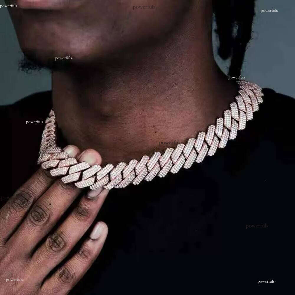 necklace moissanite chain Sterling Sier White Gold Miami Cuban Link Iced Out Lab Dia Moissanite Chain
